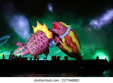 Cracow, Poland - June 4, 2022: Great Dragon Parade. The Great Outdoor Show On The Vistula River.