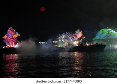 Cracow, Poland - June 4, 2022: Great Dragon Parade. The Great Outdoor Show On The Vistula River.