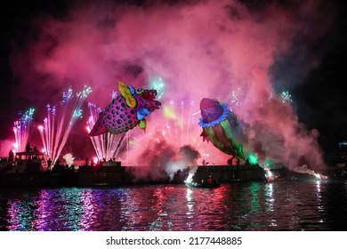 Cracow, Poland - June 4, 2022: Great Dragon Parade. The Great Outdoor Show On The Vistula River.