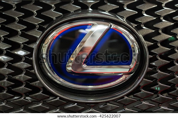 CRACOW, POLAND - MAY 21, 2016: Lexus metac logo 
on the Lexus  car displayed at 3rd edition of MOTO SHOW in Cracow
Poland. Exhibitors present  most interesting aspects of the
automotive industry