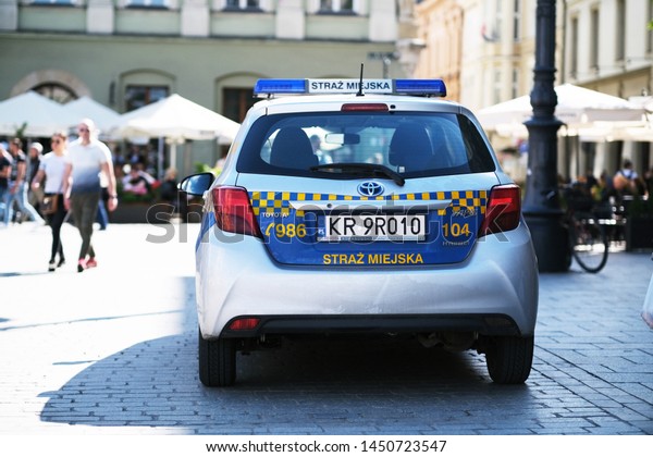 Cracow, Poland-may/11/2019 The logo of\
municipal police.\
