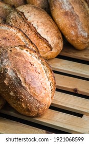 Craft bread on the table at the bakery. The concept of small industries and healthy food