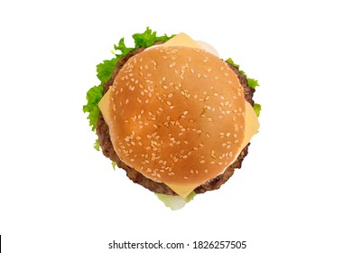 Craft burger isolated on white background. Top vew. - Shutterstock ID 1826257505
