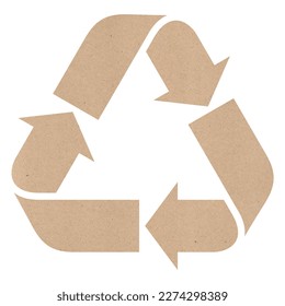 Craft cardboard recycling symbol shape. Concept of ecology and paper recycling. Ecologic. Sign textured. Paper. Recycled. Eco arrow reuse material.	
 - Shutterstock ID 2274298389