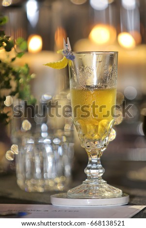 Craft Cocktail Assortment on Well Lit Bar
