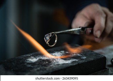 Craft Jewelery Making With Flame Torch.