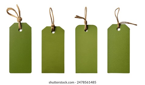 Craft paper tag with twine isolated on white background