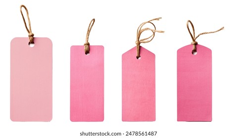 Craft paper tag with twine isolated on white background