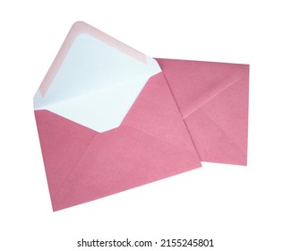 Craft Pink Envelope Isolated On The White Background