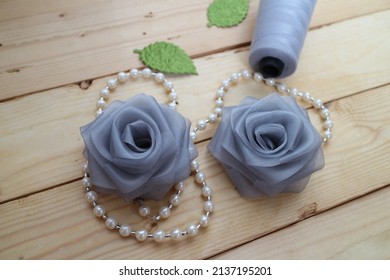 Craft Roses Made By Hand From Organza Ribbon