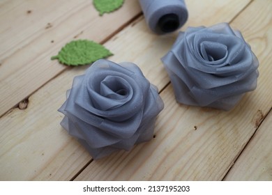 Craft Roses Made By Hand From Organza Ribbon