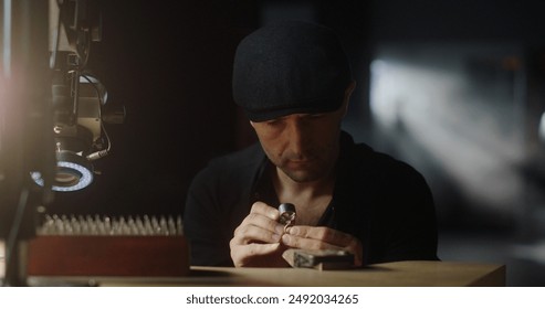 Crafting Vintage Jewelry: Young Artisan Perfecting a Ring in an Artful Workshop - Powered by Shutterstock