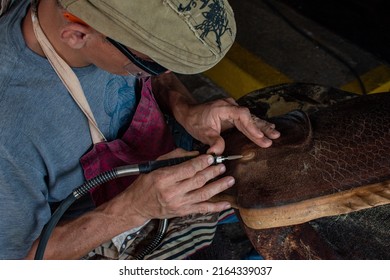 Craftman Artist Modeling Wood Detailed Carving