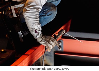 Craftsman doing welding work at construction site