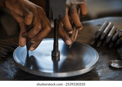 craftsmanship in precision metalwork with skilled hands - Powered by Shutterstock