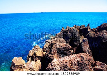 craggy coast and blue ocean 