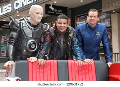 Craig Charles, Chris Barrie And Robert Llewellyn At The Red Dwarf X Launch - Photocall London. 03/12/2012 Picture By: Henry Harris