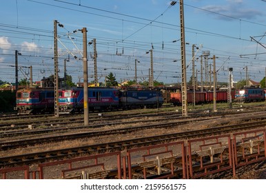 Craiova, Dolj, Romania – May 14, 2022:  Triage Of The Train Station In Craiova, Romania.