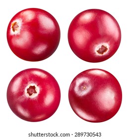 Cranberries Set Isolated On White Clipping Path