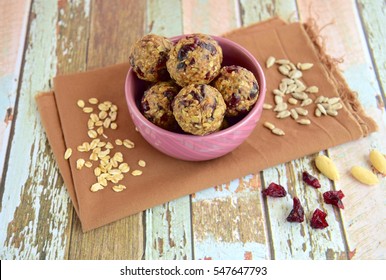 Cranberry date almond sunflower seed oat energy balls