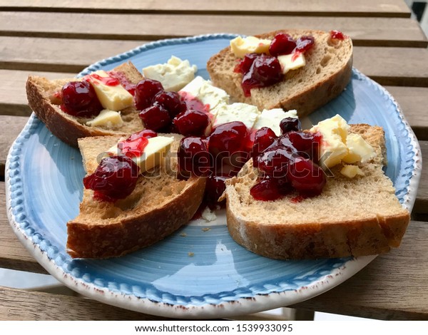 Cranberry Jam Bread Butter Cheese Marmalade Stock Photo Edit Now