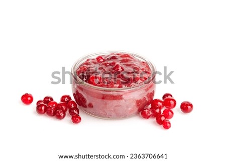 Cranberry Jam Smear Isolated, Lingonberry Sauce, Red Marmalade Splash, Cranberries Jelly, Cowberry Confiture Smudge, Syrup Stain, Berry Sauce Drops, Spilled Cranberry Jam on White Background