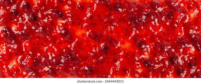 Cranberry Jam Smear Texture Background, Lingonberry Sauce Pattern, Cranberries Jelly Mockup, Cowberry Confiture Smudge Banner, Spilled Cranberry Sauce Background with Copy Space for Text