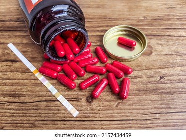 Cranberry Pills With D Mannose And Urine Test Strip 
To Prevent Cystitis And Urinary Tract Infections 