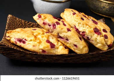 Cranberry Scone On Black Table