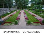 Cranbrook schools the Sunken Garden in Bloomfield Hills, Michigan. American private middle school high school.