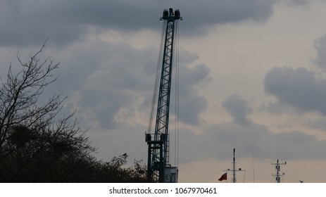 crane with cloudy background 