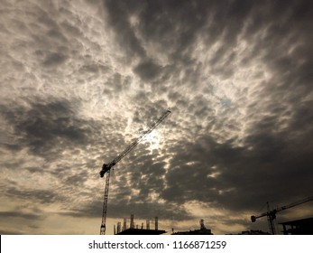 Crane with cloudy background