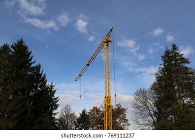 Crane on a blue sky background