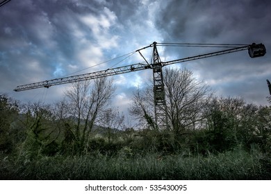 Crane on cloudy sky