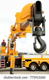 Crane Operator Works In Construction Site