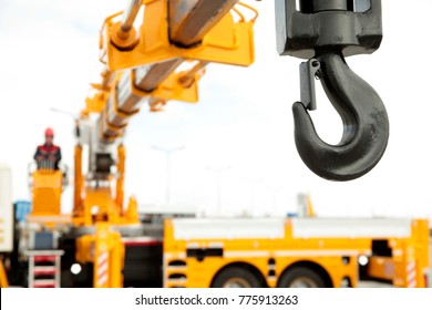 Crane Operator Works In Construction Site