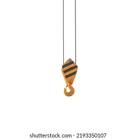 crane steel hook with cable isolated on white,Industrial equipment or tools.