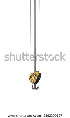 crane steel hook with cable isolated on white,Industrial equipment or tools.