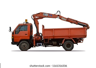 Crane Truck On White Background