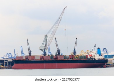 Cranes at the famous shipyard repiaring,maintenance, ship on the sea thailand - Shutterstock ID 2157020577
