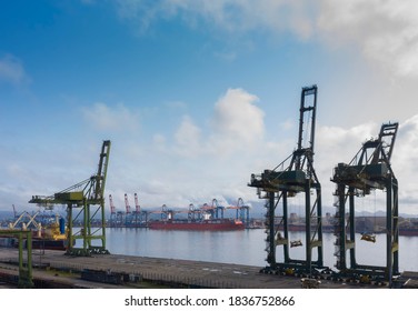 Cranes At The Port Of Santos In Sao Paulo, Brazil