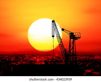 Cranes selected focus