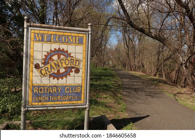 CRANFORD NJ/USA  - April 11, 2020: Entrance To Sperry Park Near 2 Springfield Ave. Editorial Use Only. 