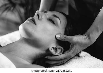 Craniosacral Therapy or CST Massage of Woman’s Head