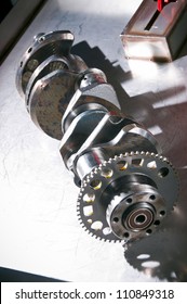 The crankshaft from a sports car engine
