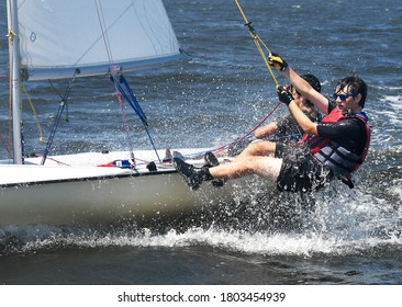 Cranston, Rhode Island - July 11, 2020: 420 Sailing