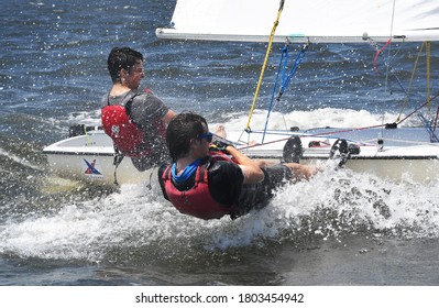 Cranston, Rhode Island - July 11, 2020: 420 Sailing