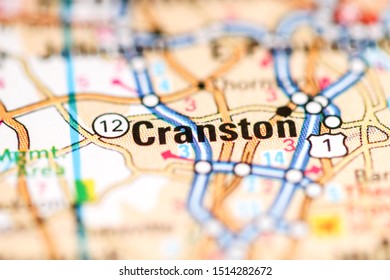 Cranston. Rhode Island. USA On A Geography Map