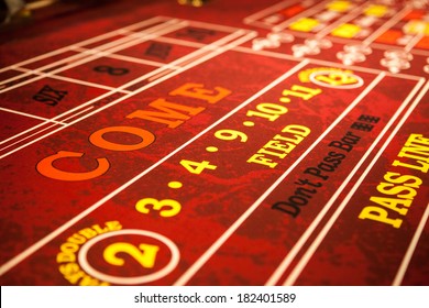 Craps table with red felt