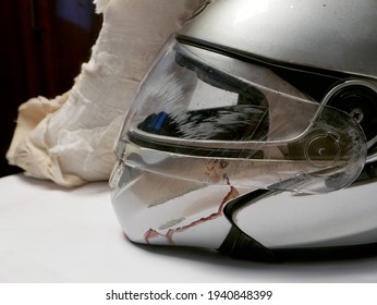 crash helmet after a motorcycle accident